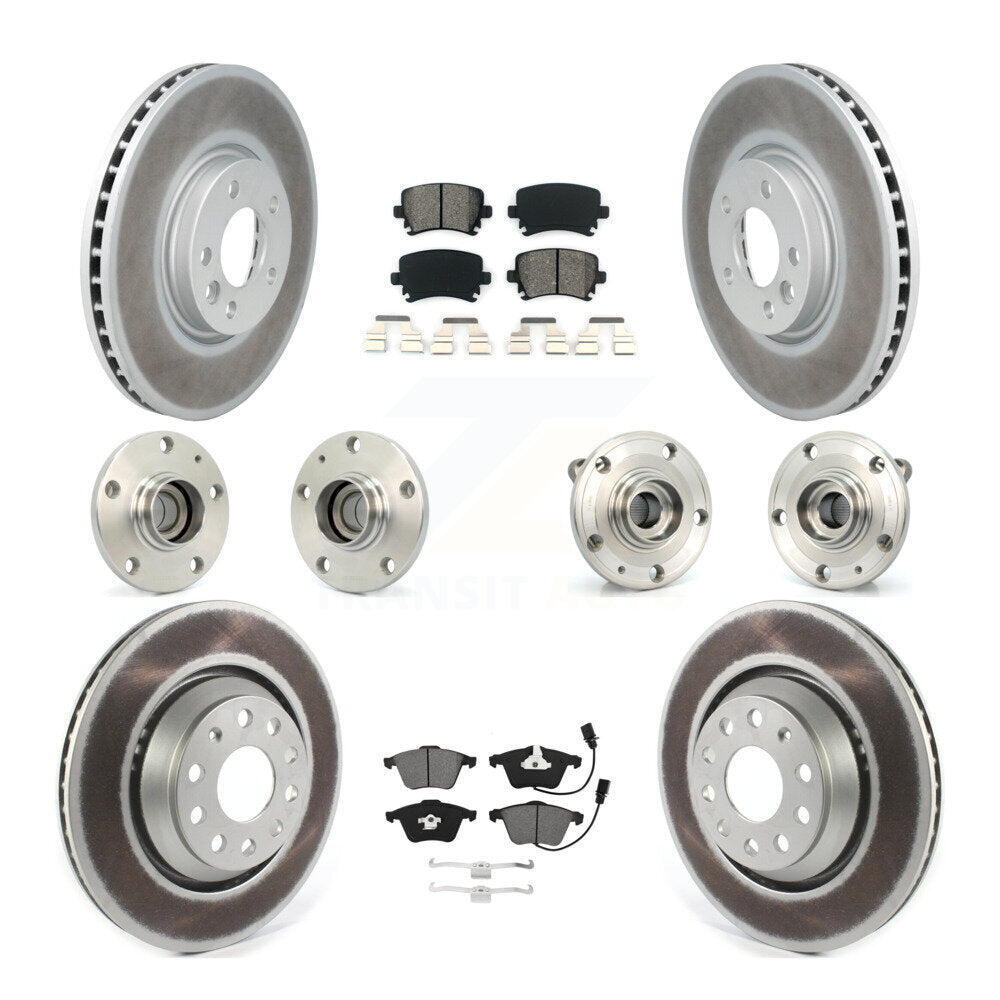 Hub Bearing Coated Disc Brake Rotor Pads Front Rear Kit (10Pc) For Volkswagen CC
