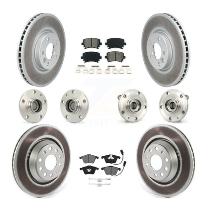 Hub Bearing Coated Disc Brake Rotor Pads Front Rear Kit (10Pc) For Volkswagen CC