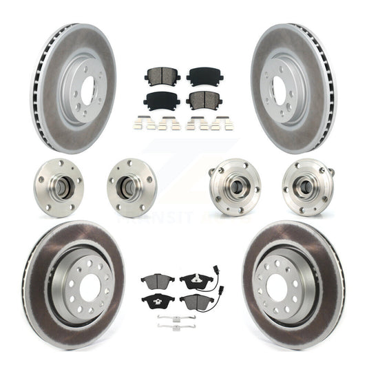 Hub Bearing Coated Disc Brake Rotor Pads Front Rear Kit (10Pc) For Volkswagen CC