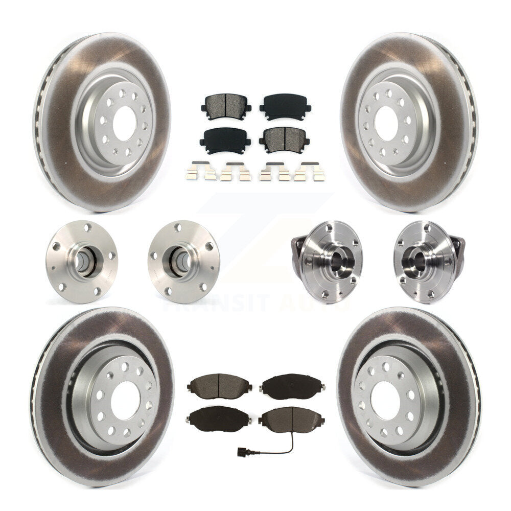 Hub Bearing Coated Disc Brake Rotor Pad Front Rear Kit (10Pc) For Volkswagen GTI