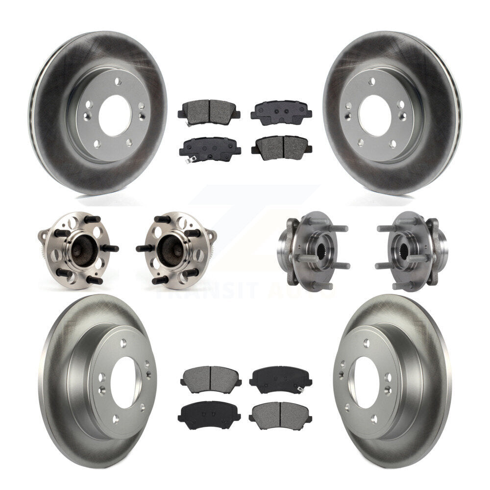 Hub Bearing Coat Brake Rotor Pad Front Rear Kit (10Pc) For 17 Hyundai Elantra GT