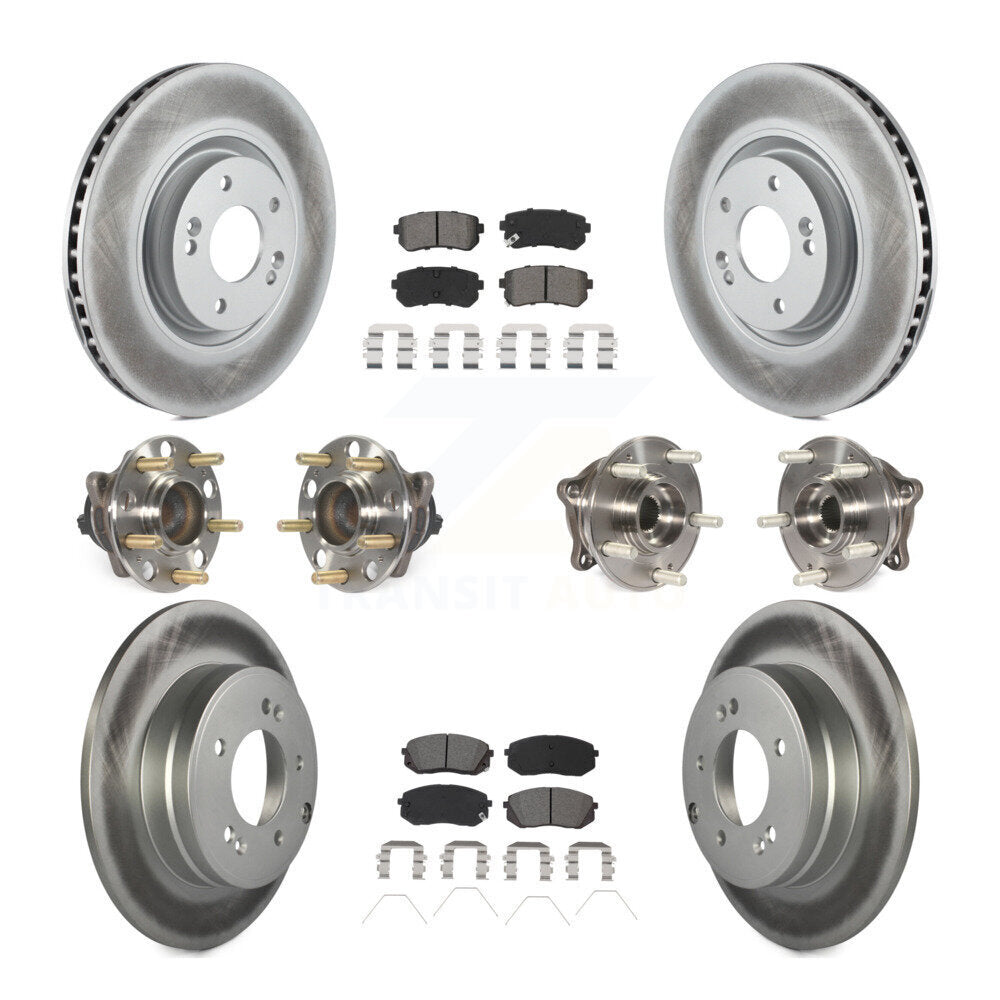 Hub Bearing Coated Disc Brake Rotor And Pad Front Rear Kit (10Pc) For Kia Optima