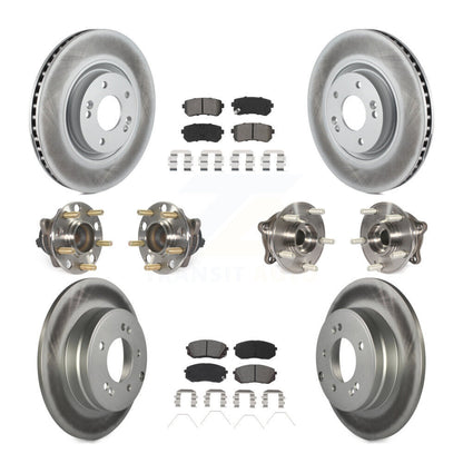 Hub Bearing Coated Disc Brake Rotor And Pad Front Rear Kit (10Pc) For Kia Optima