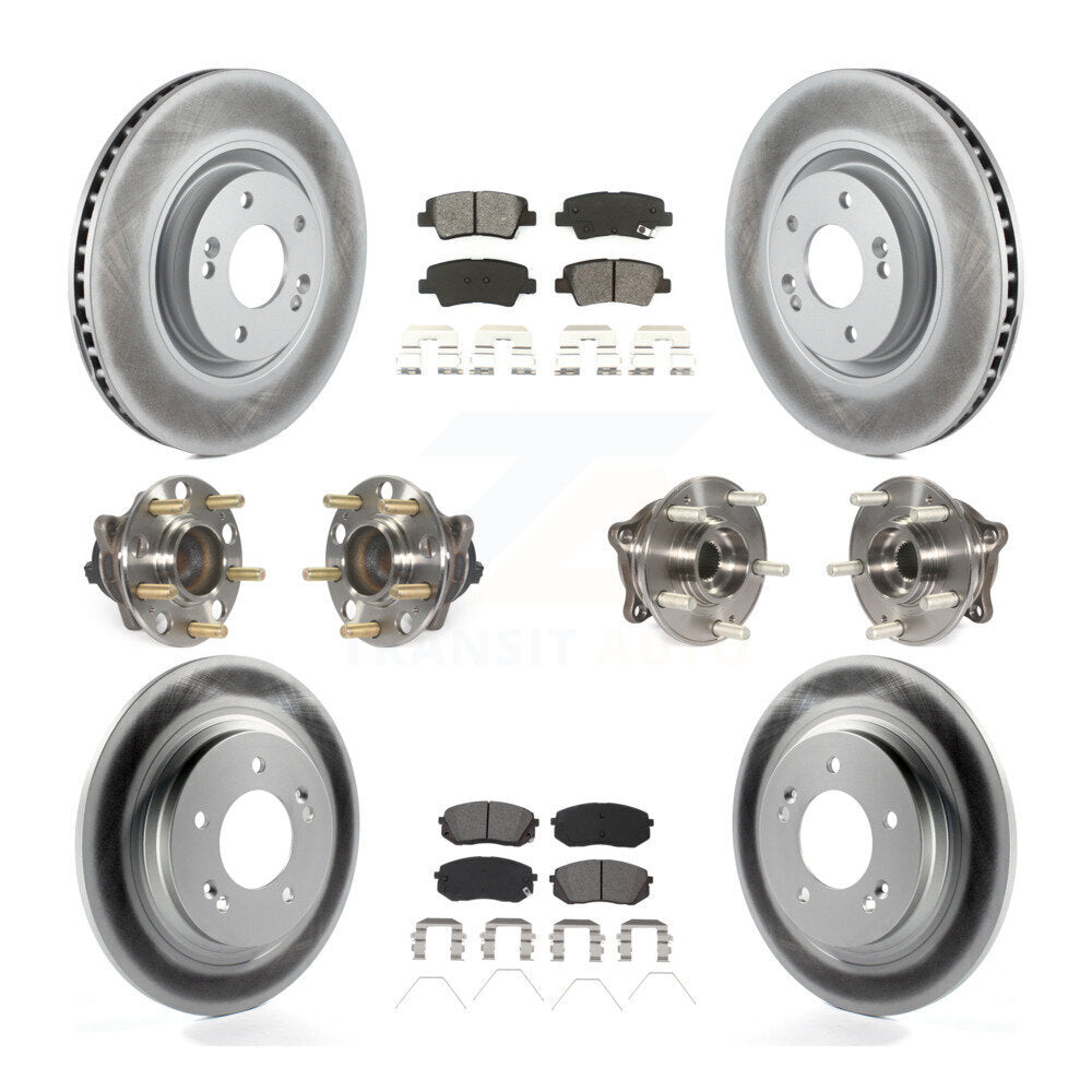 Hub Bearing Coated Disc Brake Rotor Pad Front Rear Kit (10Pc) For Hyundai Sonata