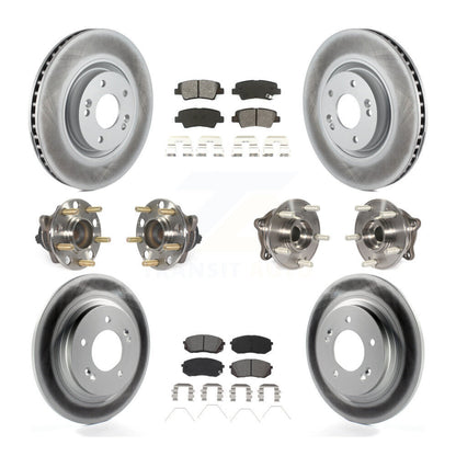 Hub Bearing Coated Disc Brake Rotor Pad Front Rear Kit (10Pc) For Hyundai Sonata