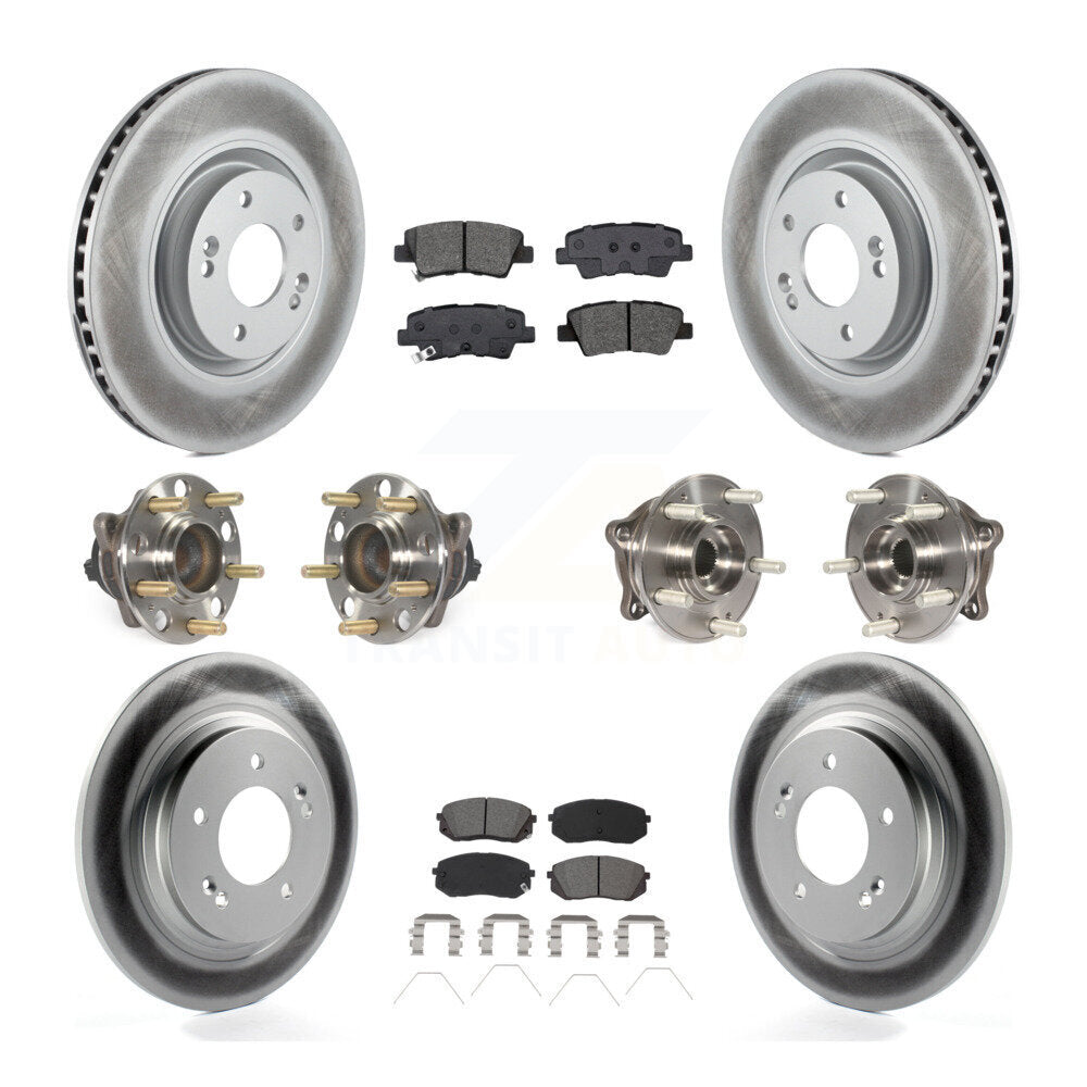 Hub Bearing Coated Disc Brake Rotor And Pad Front Rear Kit (10Pc) For Kia Optima
