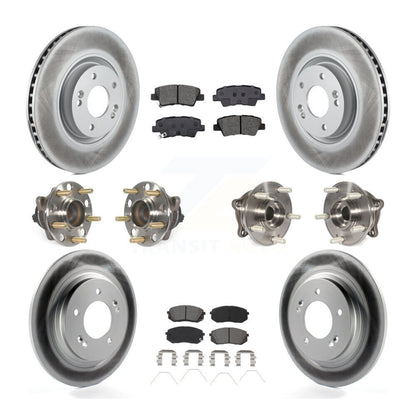 Hub Bearing Coated Disc Brake Rotor And Pad Front Rear Kit (10Pc) For Kia Optima