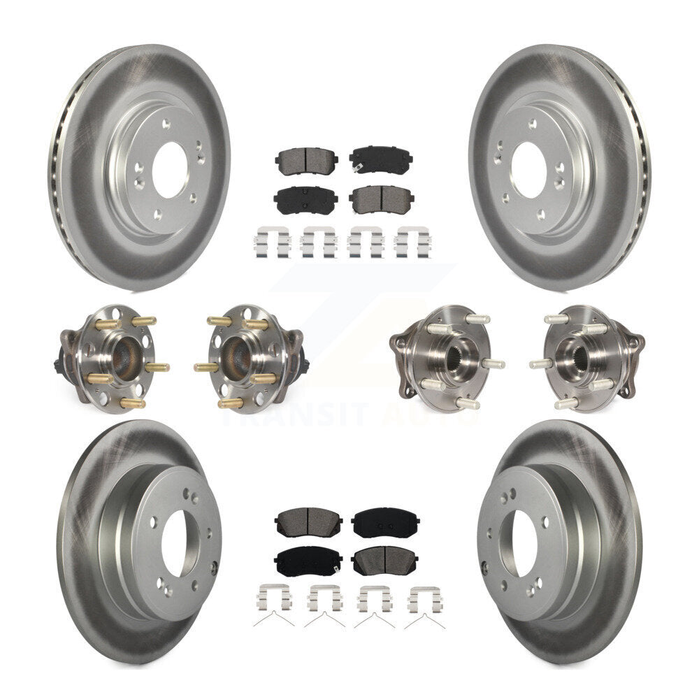 Hub Bearing Coated Disc Brake Rotor And Pad Front Rear Kit (10Pc) For Kia Optima