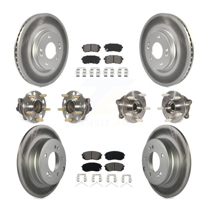 Hub Bearing Coated Disc Brake Rotor And Pad Front Rear Kit (10Pc) For Kia Optima