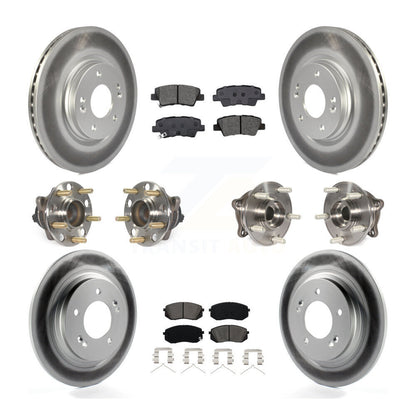 Hub Bearing Coated Disc Brake Rotor And Pad Front Rear Kit (10Pc) For Kia Optima
