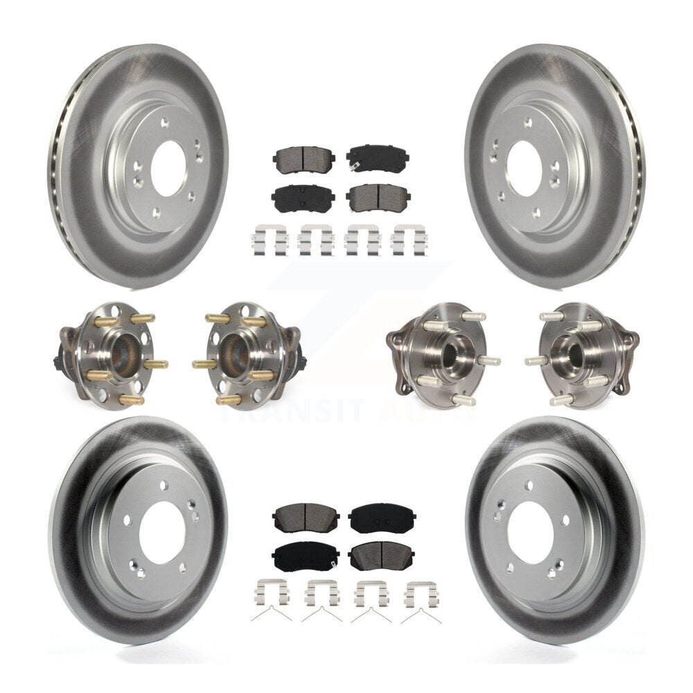 Hub Bearing Coated Disc Brake Rotor And Pad Front Rear Kit (10Pc) For Kia Optima