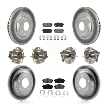 Hub Bearing Coated Disc Brake Rotor And Pad Front Rear Kit (10Pc) For Kia Optima