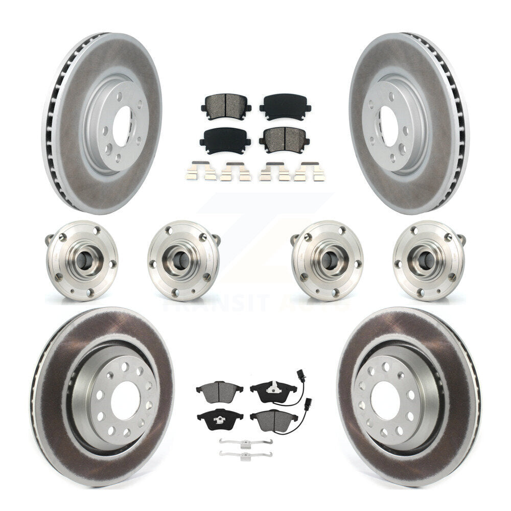 Hub Bearing Coated Disc Brake Rotor Pads Front Rear Kit (10Pc) For Volkswagen CC