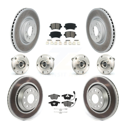 Hub Bearing Coated Disc Brake Rotor Pads Front Rear Kit (10Pc) For Volkswagen CC