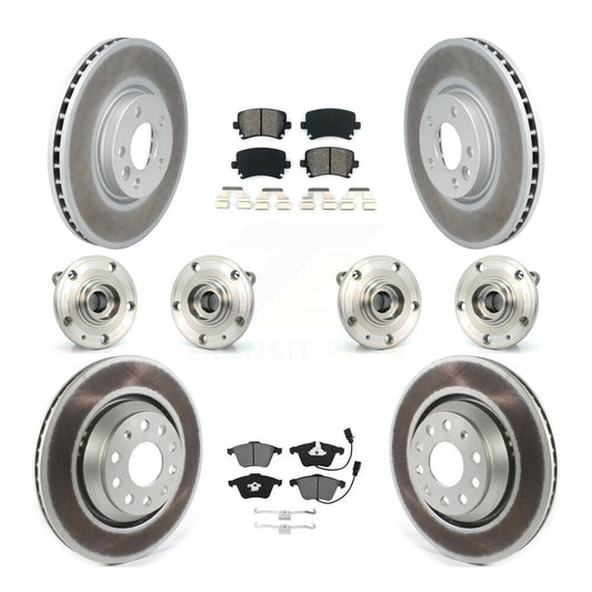 Hub Bearing Coated Disc Brake Rotor Pads Front Rear Kit (10Pc) For Volkswagen CC