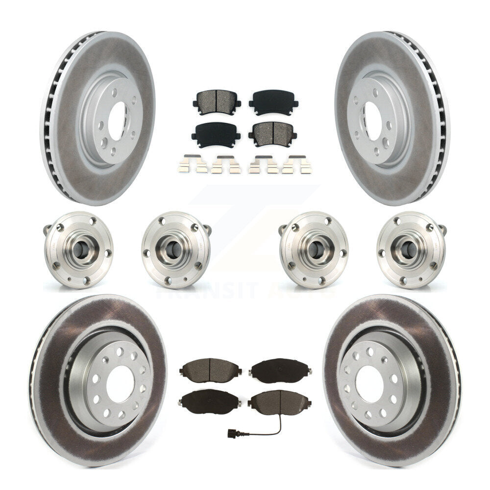 Hub Bearing Coated Brake Rotor & Pad Front Rear Kit (10Pc) For Volkswagen CC AWD