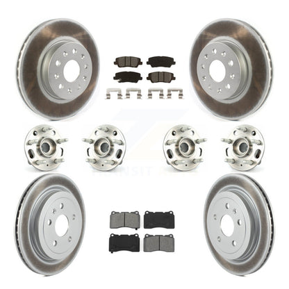 Hub Bearing Coated Disc Brake Rotor & Pad Front Rear Kit (10Pc) For Cadillac CTS