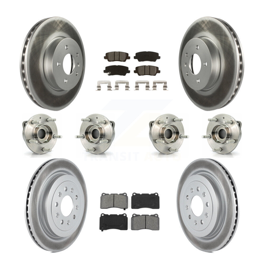 Hub Bearing Coated Brake Rotor & Pads Front Rear Kit (10Pc) For Cadillac ATS AWD