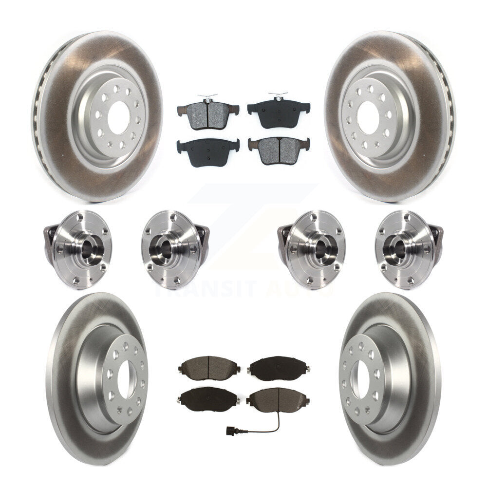 Hub Bearing Coat Brake Rotor Pad Front Rear Kit (10Pc) For Volkswagen Tiguan AWD