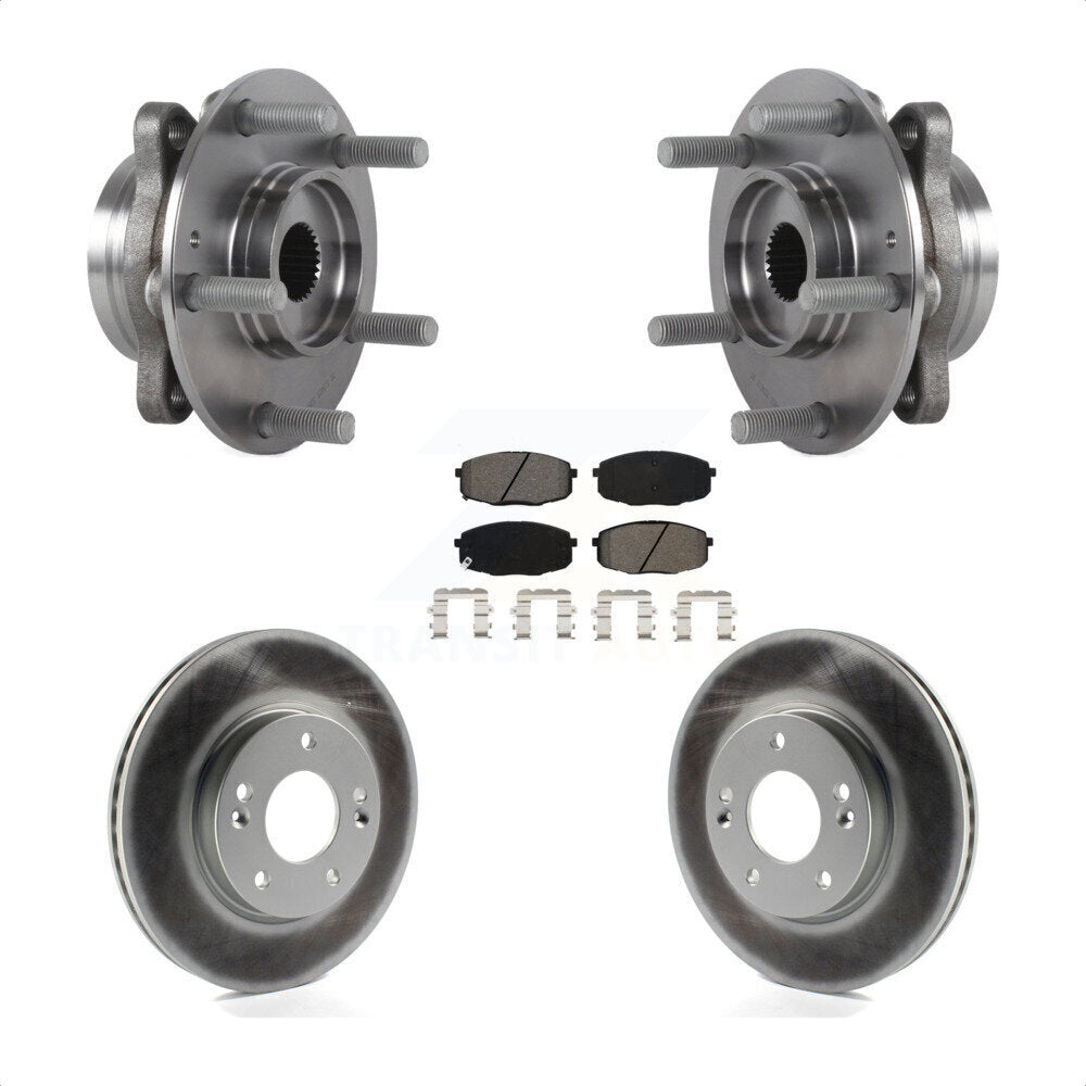 Hub Bearing Coated Brake Rotor & Pads Front Kit For Kia Forte Hyundai Elantra GT