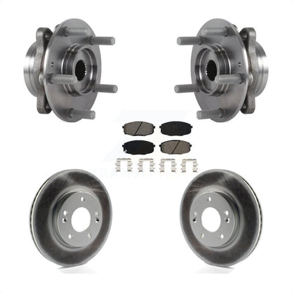 Hub Bearing Coated Brake Rotor & Pads Front Kit For Kia Forte Hyundai Elantra GT