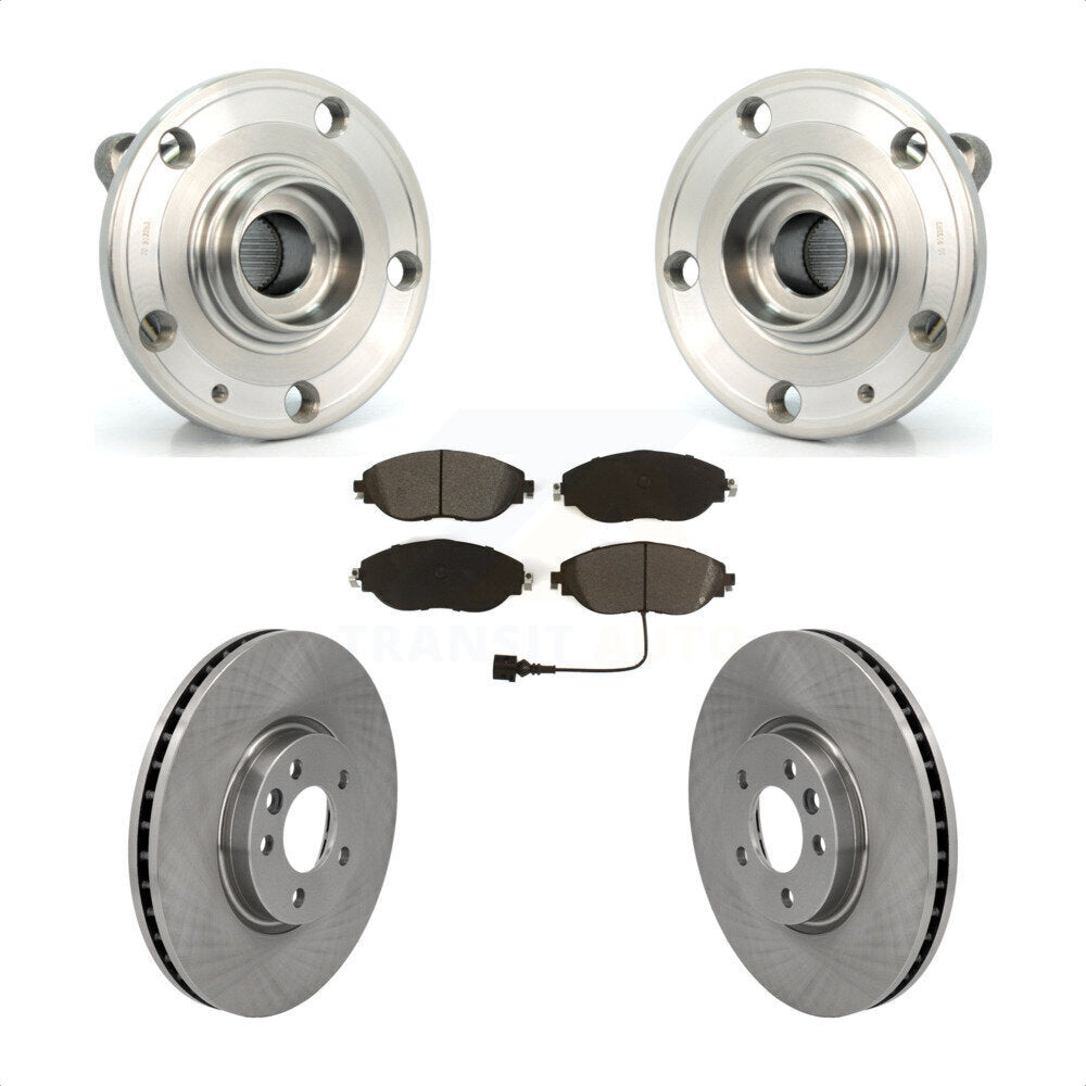 Hub Bearing Assembly Disc Brake Rotors And Pads Front Kit For Volkswagen CC AWD