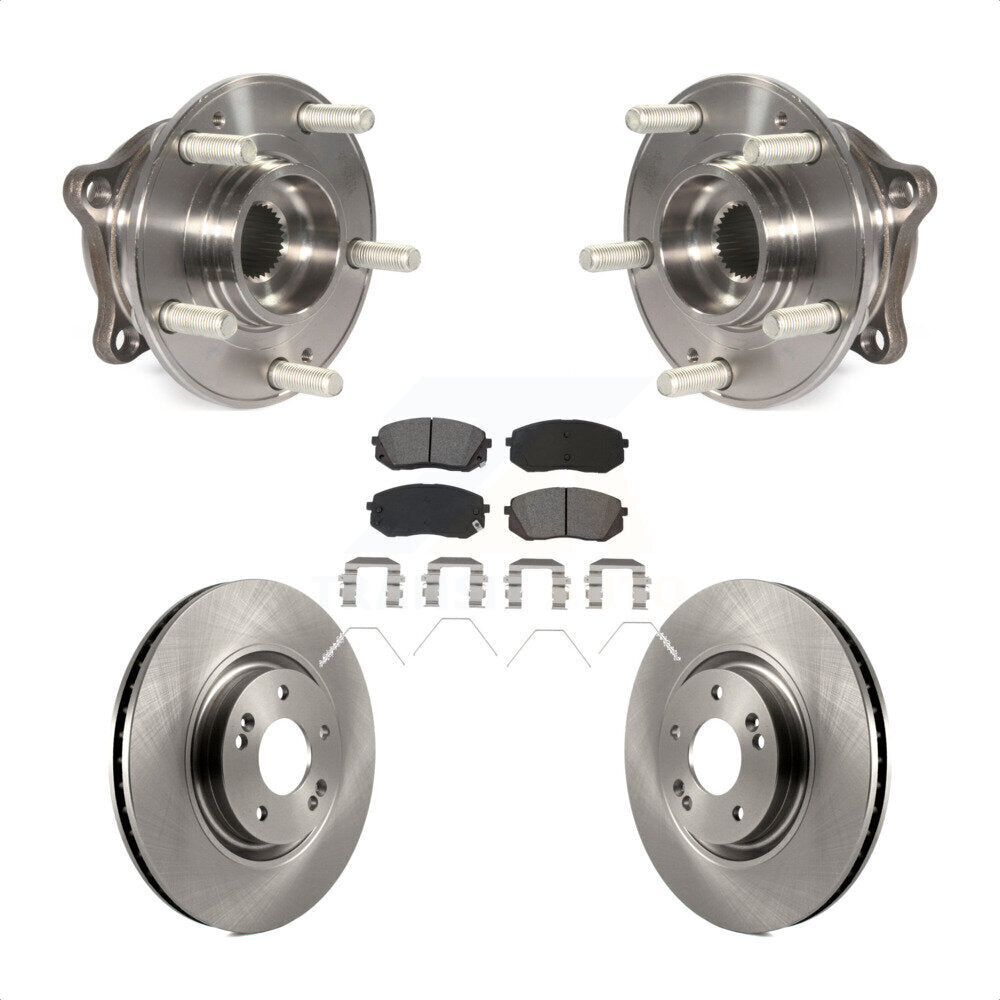 Hub Bearing Assembly Brake Rotor And Pad Front Kit For Hyundai Sonata Kia Optima