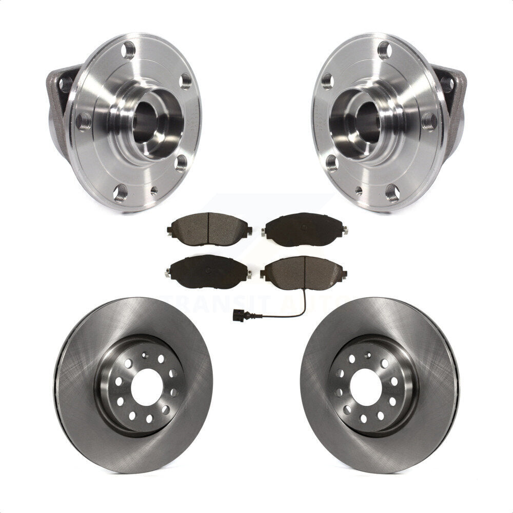Hub Bearing Assembly Disc Brake Rotor & Pads Front Kit For Volkswagen GTI Arteon