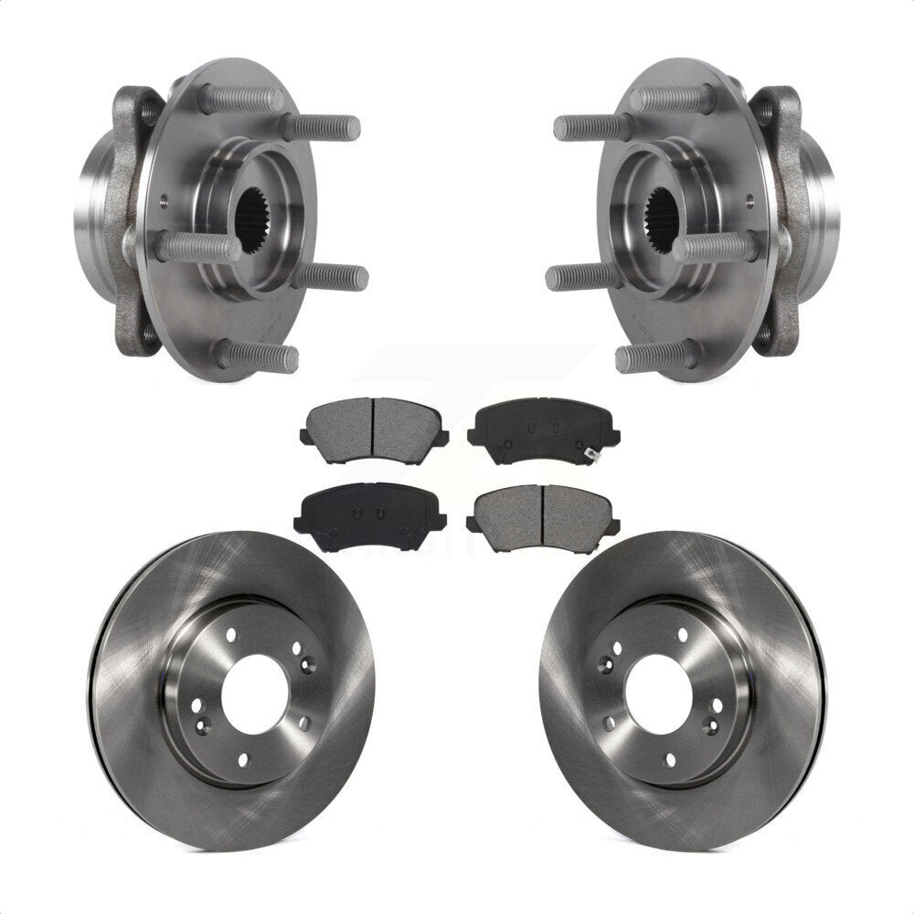 Hub Bearing Assembly Brake Rotor & Pad Front Kit For Hyundai Veloster Elantra GT