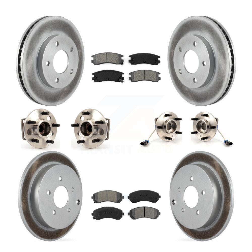 Hub Bearing Coated Disc Brake Rotor Pads Front Rear Kit (10Pc) For Pontiac Aztek