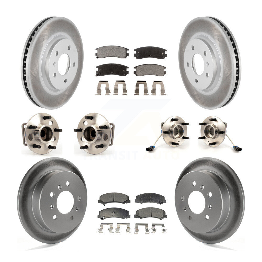 Hub Bearing Coated Brake Rotor & Pads Front Rear Kit (10Pc) For Chevrolet Impala