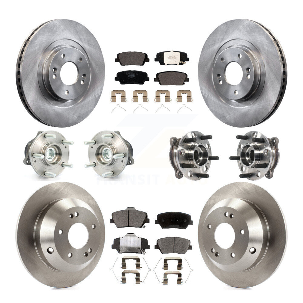 Hub Bearing Brake Rotor Pad Front Rear Kit (10Pc) For Hyundai Santa Fe Sport FWD