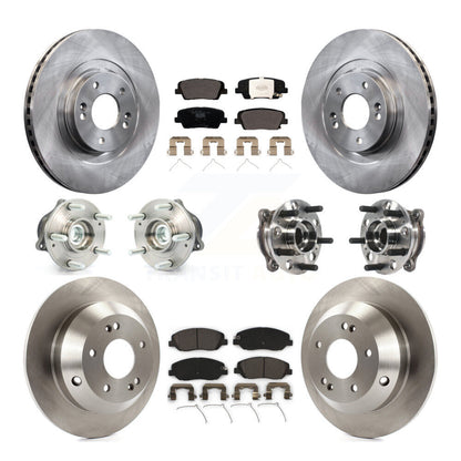 Hub Bearing Brake Rotor & Pads Front Rear Kit (10Pc) For Hyundai Santa Fe XL FWD