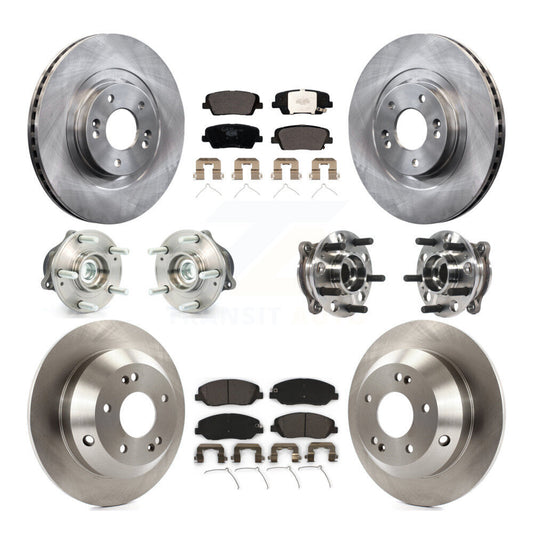 Hub Bearing Brake Rotor & Pads Front Rear Kit (10Pc) For Hyundai Santa Fe XL FWD