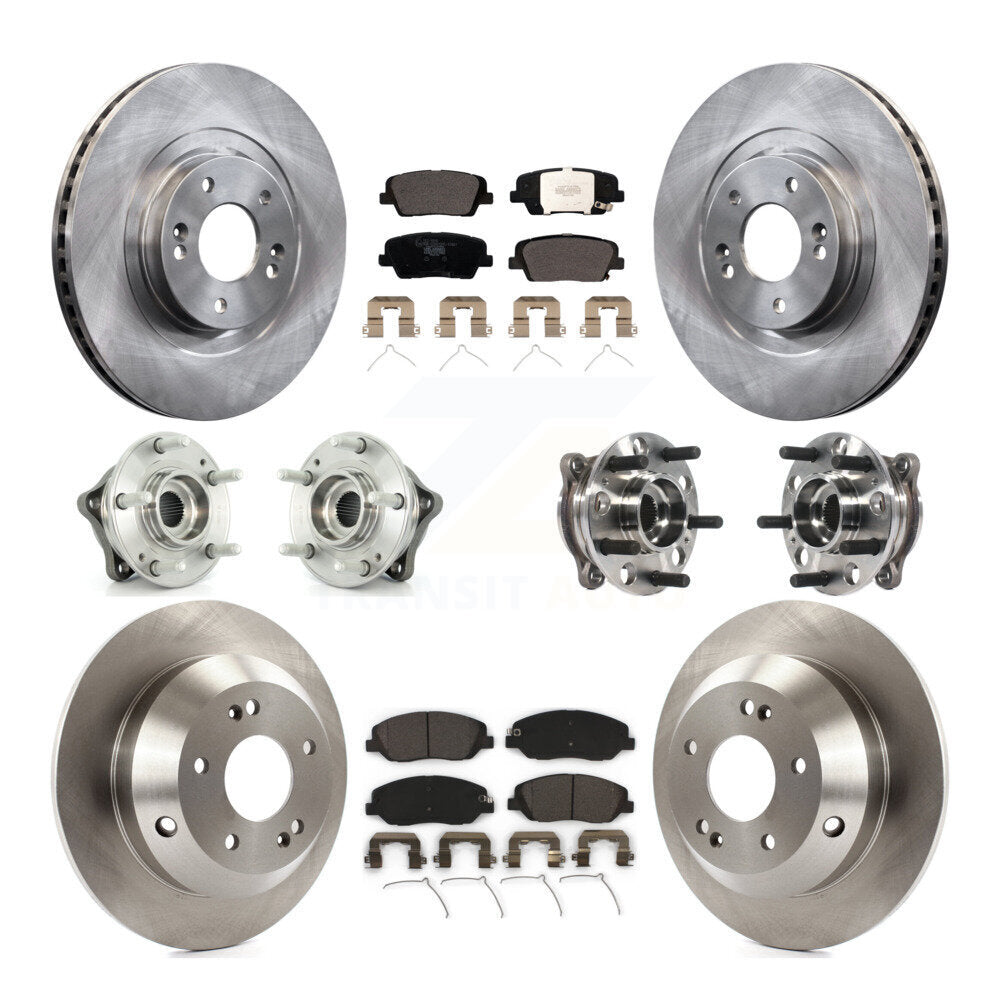 Hub Bearing Brake Rotor & Pads Front Rear Kit (10Pc) For Hyundai Santa Fe XL AWD