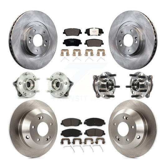 Hub Bearing Brake Rotor & Pads Front Rear Kit (10Pc) For Hyundai Santa Fe XL AWD