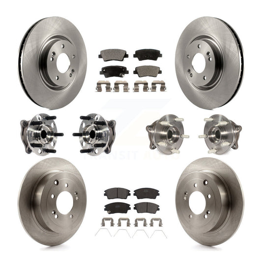 Hub Bearings Disc Brake Rotors And Pads Front Rear Kit (10Pc) For Kia Sportage