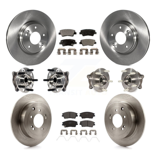 Hub Bearing Disc Brake Rotor & Pads Front Rear Kit (10Pc) For Hyundai Tucson Kia