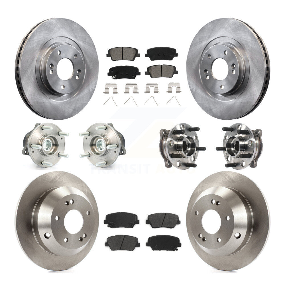 Hub Bearing Brake Rotor Pad Front Rear Kit (10Pc) For Hyundai Santa Fe Sport FWD