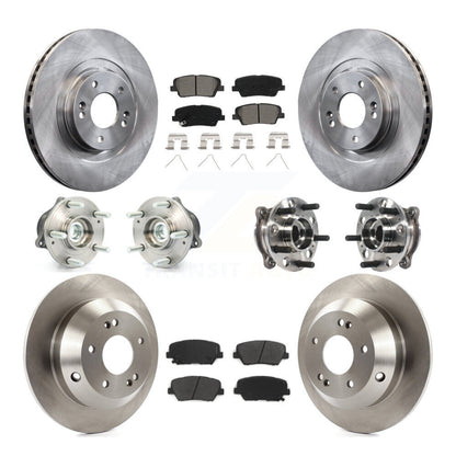 Hub Bearing Brake Rotor Pad Front Rear Kit (10Pc) For Hyundai Santa Fe Sport FWD