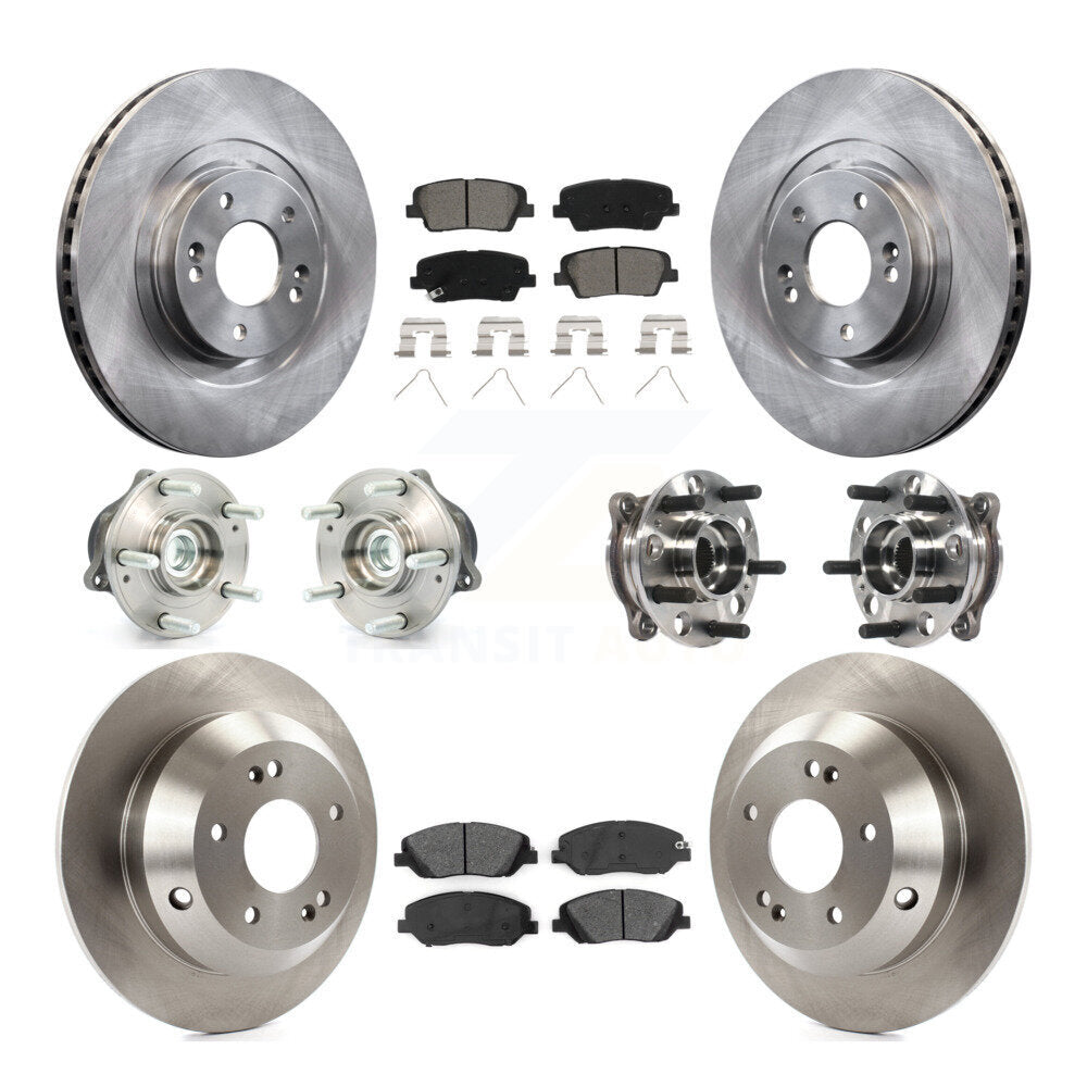 Hub Bearing Brake Rotor & Pads Front Rear Kit (10Pc) For Hyundai Santa Fe XL FWD