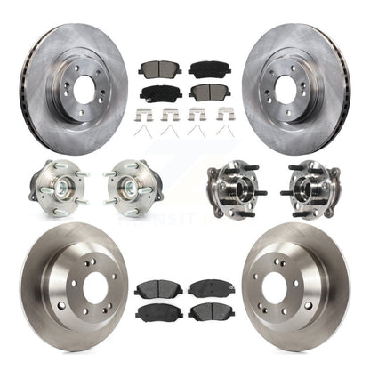 Hub Bearing Brake Rotor & Pads Front Rear Kit (10Pc) For Hyundai Santa Fe XL FWD