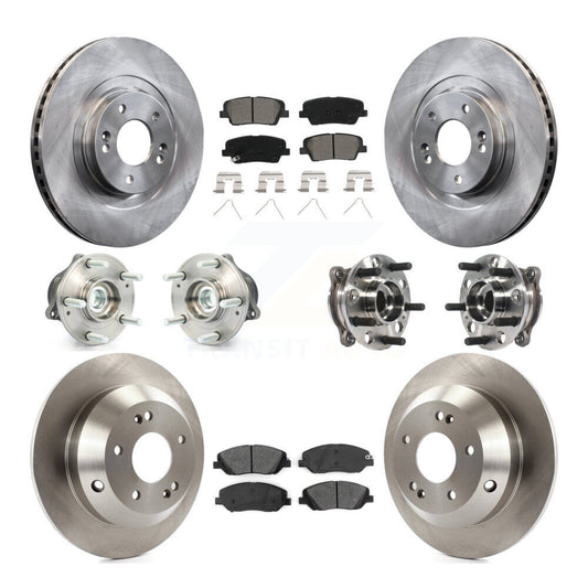Hub Bearing Brake Rotor & Pads Front Rear Kit (10Pc) For Hyundai Santa Fe XL FWD