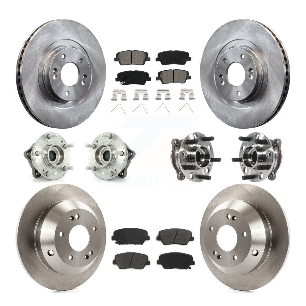 Hub Bearing Brake Rotor Pad Front Rear Kit (10Pc) For Hyundai Santa Fe Sport AWD