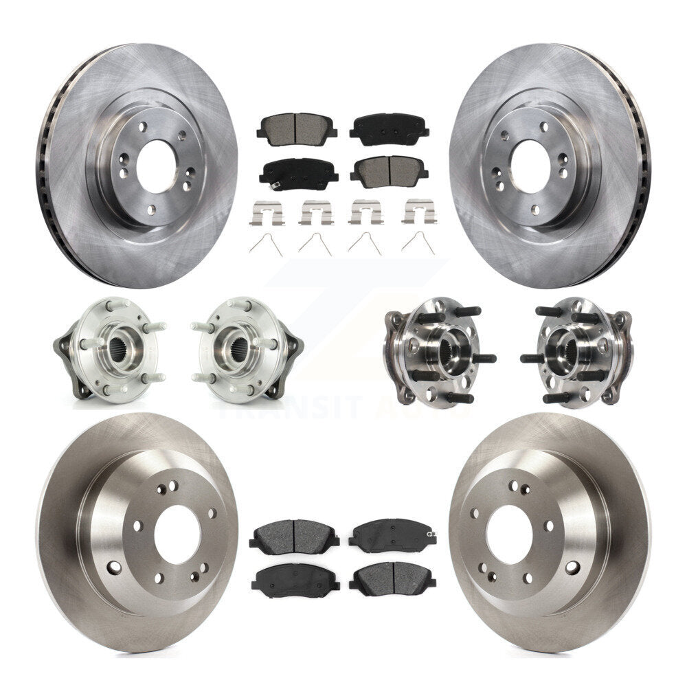 Hub Bearing Brake Rotor & Pads Front Rear Kit (10Pc) For Hyundai Santa Fe XL AWD