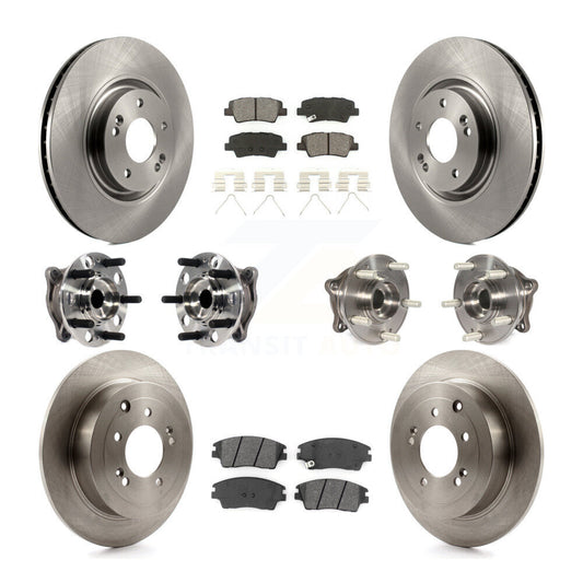 Hub Bearings Disc Brake Rotors And Pads Front Rear Kit (10Pc) For Kia Sportage