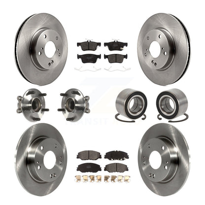 Hub Bearing Brake Rotor & Pads Front Rear Kit (10Pc) For 2019-2022 Honda Insight