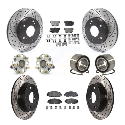 Hub Bearing Coated Disc Brake Rotor & Pads Front Rear Kit (10Pc) For Honda Civic