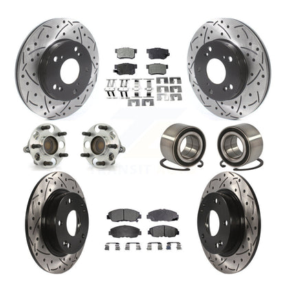 Hub Bearing Coated Disc Brake Rotor & Pads Front Rear Kit (10Pc) For Honda Civic