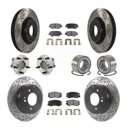 Hub Bearing Coated Disc Brake Rotor Pad Front Rear Kit (10Pc) For Hyundai Sonata